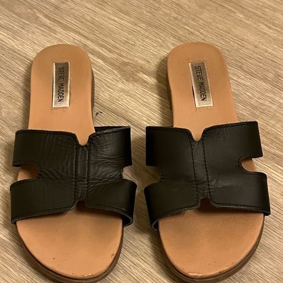 Steve Madden Shoes - Steve Madden Leather Backless Flip Flop Sandals